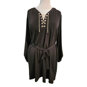 Women's Michael Kors Black Long Sleeve Dress with Silver Chain Detail XL